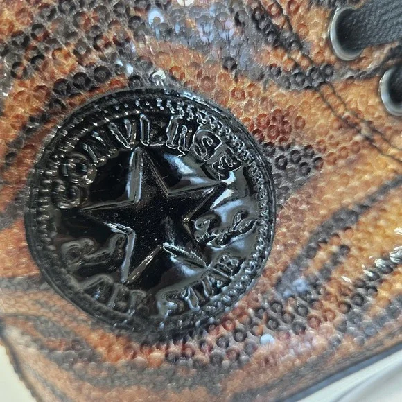 Converse Chuck Taylor All Star Tiger Sequin High Tops Women's Sz 9 Mens 7 - Picture 11 of 14